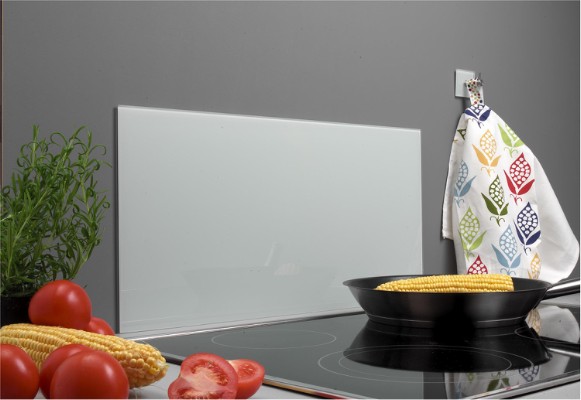 HOME It® firkantet stænkplade 80 x 40 cm hærdet hvid glas