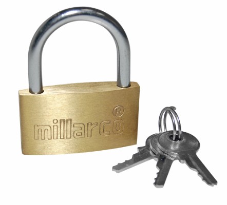 Millarco® hængelås med 3 nøgler 40 mm messing