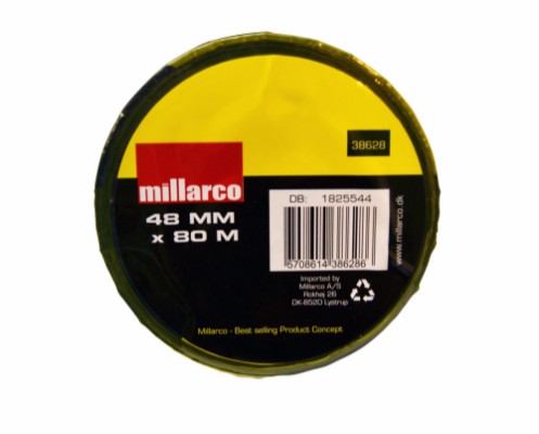 Millarco® afspærringsbånd 0,3 x 50 mm x 80 meter gul/sort