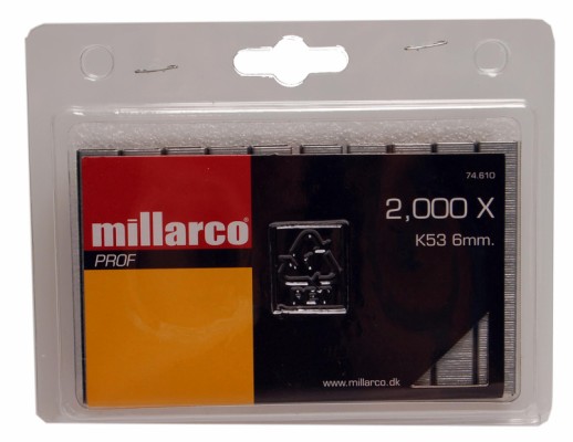 Millarco® hæfteklammer 6 mm K53 á 2.000 stk.
