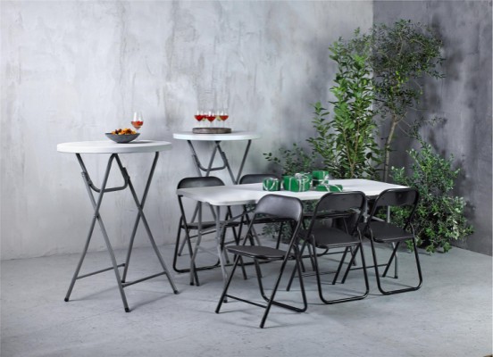 HOME It®foldbart bord 180 x 74 x 74 cm hvid/grå